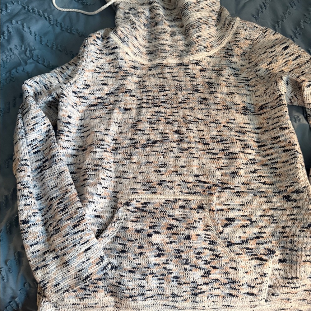 Preswick & Moore Speckled Cowl Neck Sweater - Cream and Black